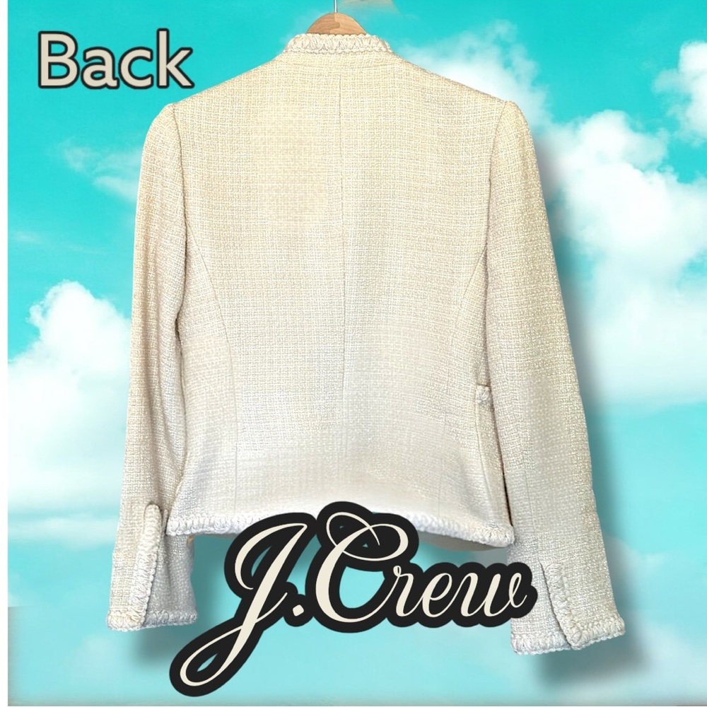 Like New 🌸 J.Crew Cream Braided Tweed Blazer, Satin Lining, Office Style - Picture 16 of 17